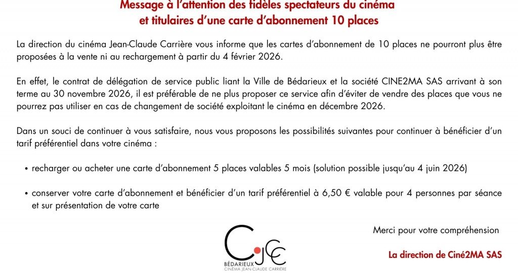 actualité INFORMATIONS CARTE ABONNEMENT